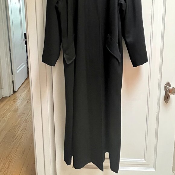 Large Black Trench Coat - Anne Klein 100% Wool - Picture 7 of 10